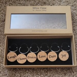 Wine Time Cork Coaster Set with Words